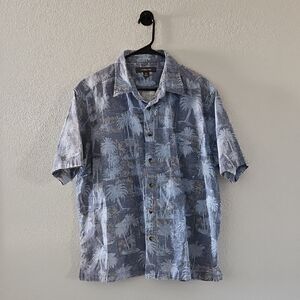 Croft & Barrow Men's Casual Button Down Shirt Short Sleeve Tropical XL Blue